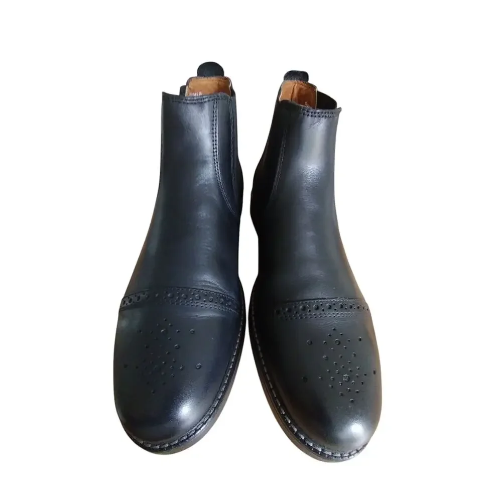 NWO Quirelli Mens Black Borrego Leather Casual Office Wear Booties size 8‎